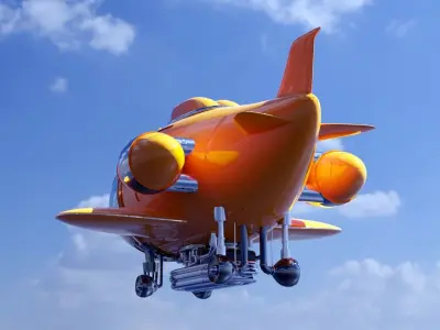 Fantastic retro futuristic airship airplane 3D model