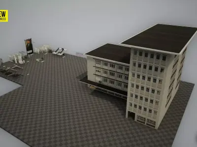 European Buildings - City Office B - Modular - Enterable Low-poly 3D model