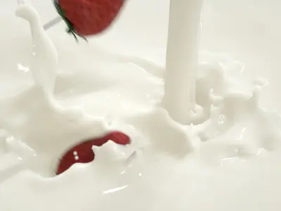 falling Strawberry into Milk and Chocolate Animated Splash 3D model