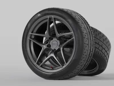 Kansei Astro Rims with Pirelli P Zero Trofeo R Tires 3D model
