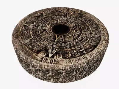 Aztec stone of tizoc Low-poly 3D model