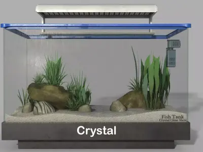 Aquarium Fish Tank with LED and Filter Low-poly 3D model