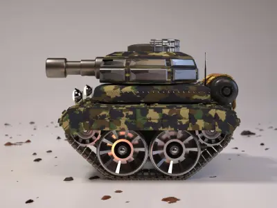 Cartoon Mini Tank Low Poly mini Military Vehicle 3D Model Low-poly 3D model