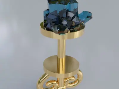 Earrings with quartz gems on the top 3D print model