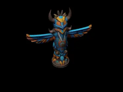 Low Poly Stylized Aztec Totem AI Low-poly 3D model