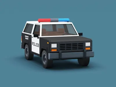 Stylized Cartoon SUV Police Car Low-poly 3D model