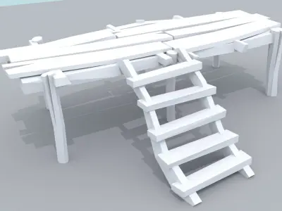 Wooden Docks Pack Low-poly 3D model