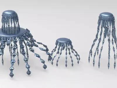 Jelly Fish Sci fi towers  Low-poly 3D model