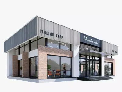 Cafe restaurants Low-poly 3D model