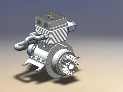 Moteur 2t 2 cylindres 125cm3 Free 3D model