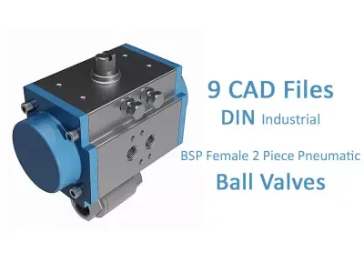 Two Piece Pneumatic Ball Valves - BSP Threaded Ends - 3D model