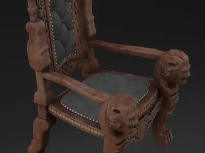 Throne Chair Low-poly 3D model