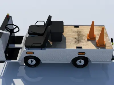 Ground service flat cart airport Low-poly 3D model