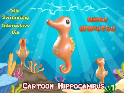 Hippocampus cartoon Free low-poly 3D model