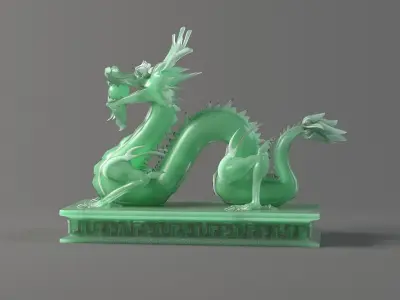 carved model jade seal Panlong Dragons 3D model