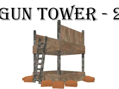 Gun Tower 2 Free low-poly 3D model