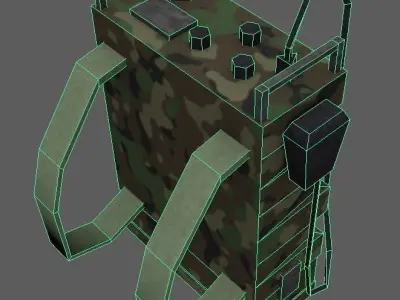 Military Radio Backpack Low-poly 3D model