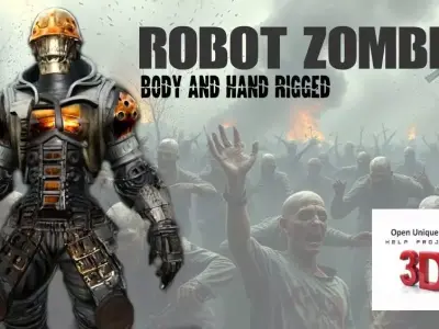 Robot Zombie RX 8 Rustbite also Body and Hand Rigged 3D model