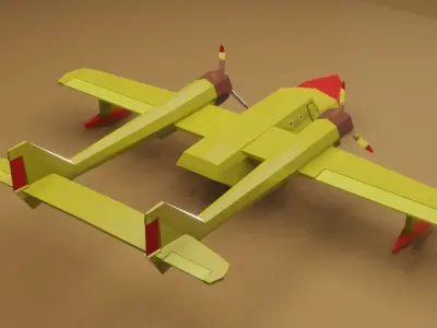 Float Plane - Low Poly - Game Ready - PBR - 3D MODEL Low-poly 3D model