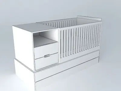crib with dresser crib with chest crib Free 3D model