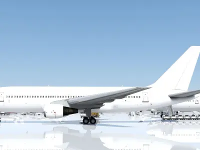 B767-200 static Model Low Poly blank Low-poly 3D model