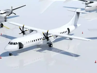 ATR 72 600 static Lowpoly Blank airport model doors  Low-poly 3D model