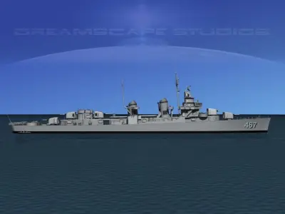 Fletcher Class Destroyer DD-467 USS Syrong 3D model