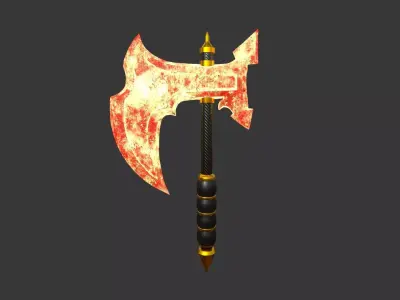 Medieval Battle Axe 09 Elemental Fire - Fantasy Weaponry Low-poly 3D model