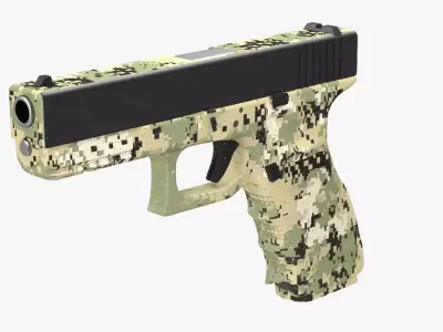 Glock 17 Camouflage Green Low-poly 3D model
