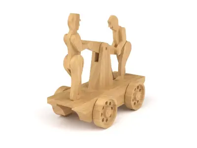 Wooden toy trolley 3D model