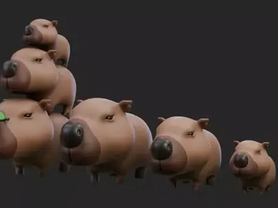 Cute Capybara Free low-poly 3D model