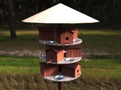 Birdhouse bird feeder with umbrella Free 3D model