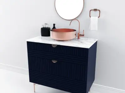 Washbasin bathroom vanity in navy copper Free 3D model