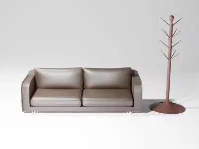 Leather armchair and gift hanger Free 3D model