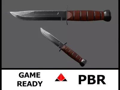Knife Ka-Bar Low-poly 3D model