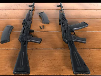 AK-74M assault rifle Low-poly 3D model