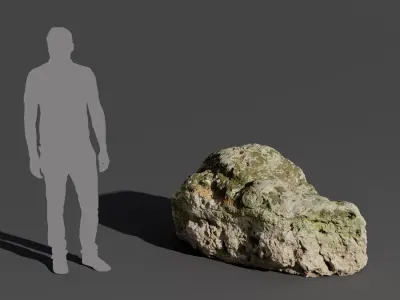  Mossy Rippled Large Rock Boulder Model 