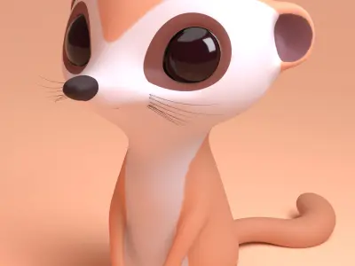 Cute meerkats Low-poly 3D model