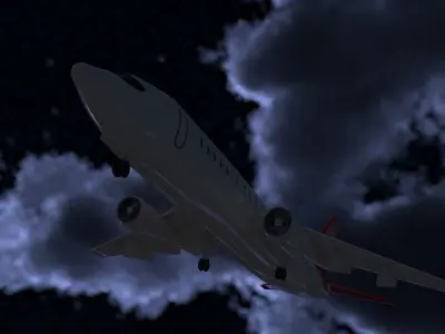 Aircraft LowPoly passenger airplane flying in sky Low-poly 3D model