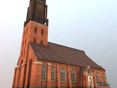 Hamburg StJacobi Kirche Low-poly 3D model