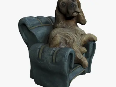 Cute Dog Statue Low-poly 3D model