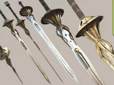 Mushroom sword Low-poly 3D model