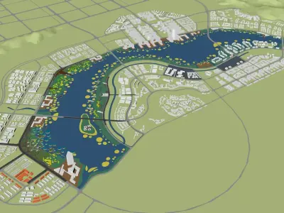 Urban highrise building building ancillary building commercial 3D model