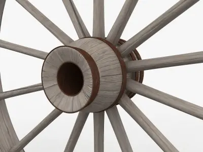 Old Wagon Wheel Low-poly 3D model