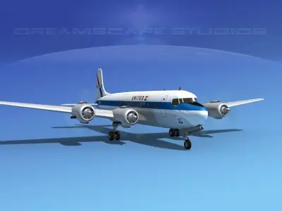 Douglas DC-6 United Air Lines 3D model