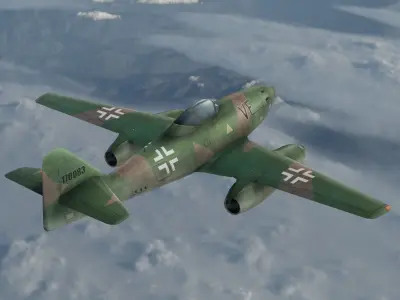 Messerschmitt Me-262 painted game model Low-poly 3D model Low-poly 3D model