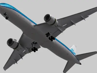 Boeing 787-9 KLM Royal Dutch Airlines Low-poly 3D model