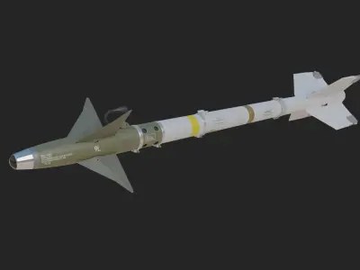 AIM-9L SIDEWINDER AIR TO AIR MISSILE HIGH POLY 3D model