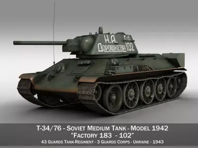 T-34-76 - Model 1942 - Soviet medium tank - 102 3D model