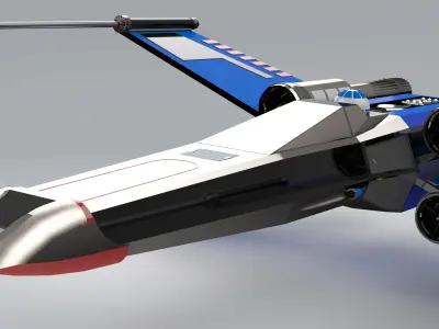 Futuristic Space Fighter Jet with Split Wings Sci-Fi Model 3D model